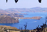 View northwards from below Chora village, Patmos, Greece
