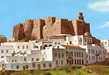 The fortified monastery of St. John, with part of Chora village, Patmos The fortified monastery of St. John, with part of Chora village, Patmos
