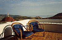 View to the sea in the setting sun (from the roof terrace of the Village house, Chora, Patmos)
