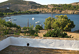 From the upper terrace, view of the beach at the end of the bay - Beach house/villa, Patmos, Greece